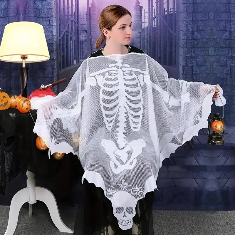 Halloween Spider Web Bat Cloak European and American Black Festival Adult and Children's Shawl Cloak Knitted Clothing Polyester