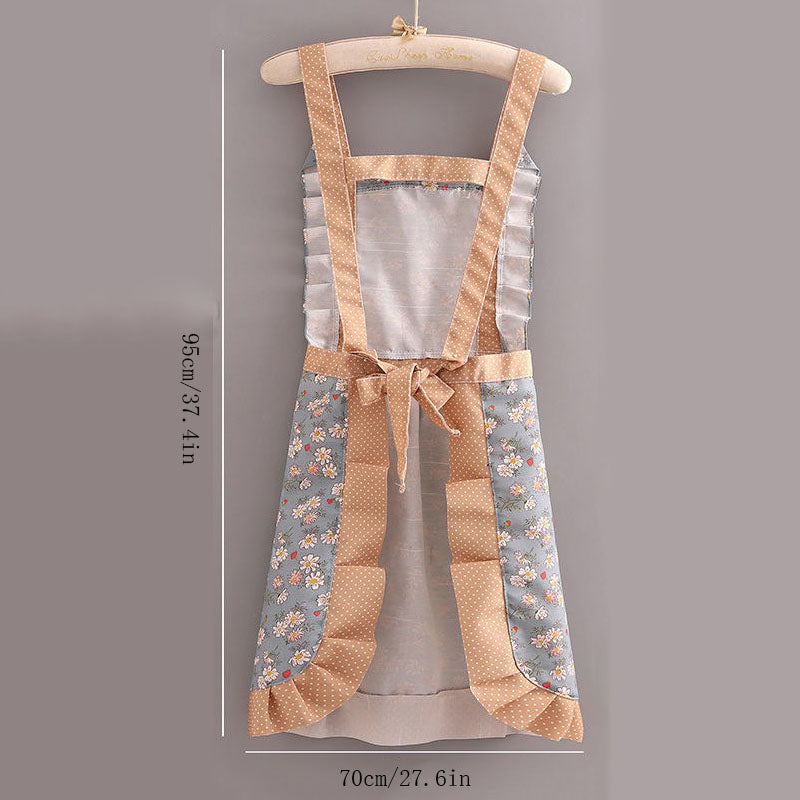 Canvas Apron for Women, Home Kitchen Cooking Breathable Wear Apron, Adult Work Apron Floral Apron with Adjustable Strap