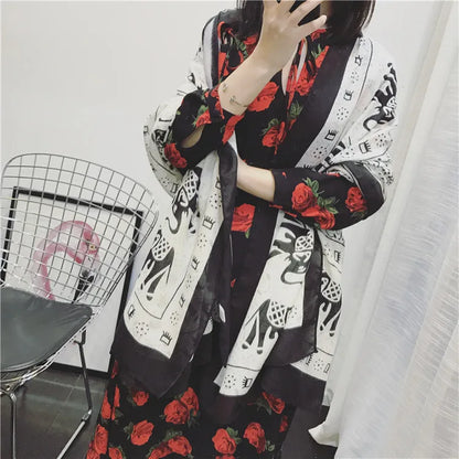 New Black and White Elephant Cotton Scarves Fashion Woman Bohemian Seaside Holiday Sunscreen Beach Lady Shawl Female Pashmina