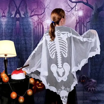 Halloween Spider Web Bat Cloak European and American Black Festival Adult and Children's Shawl Cloak Knitted Clothing Polyester