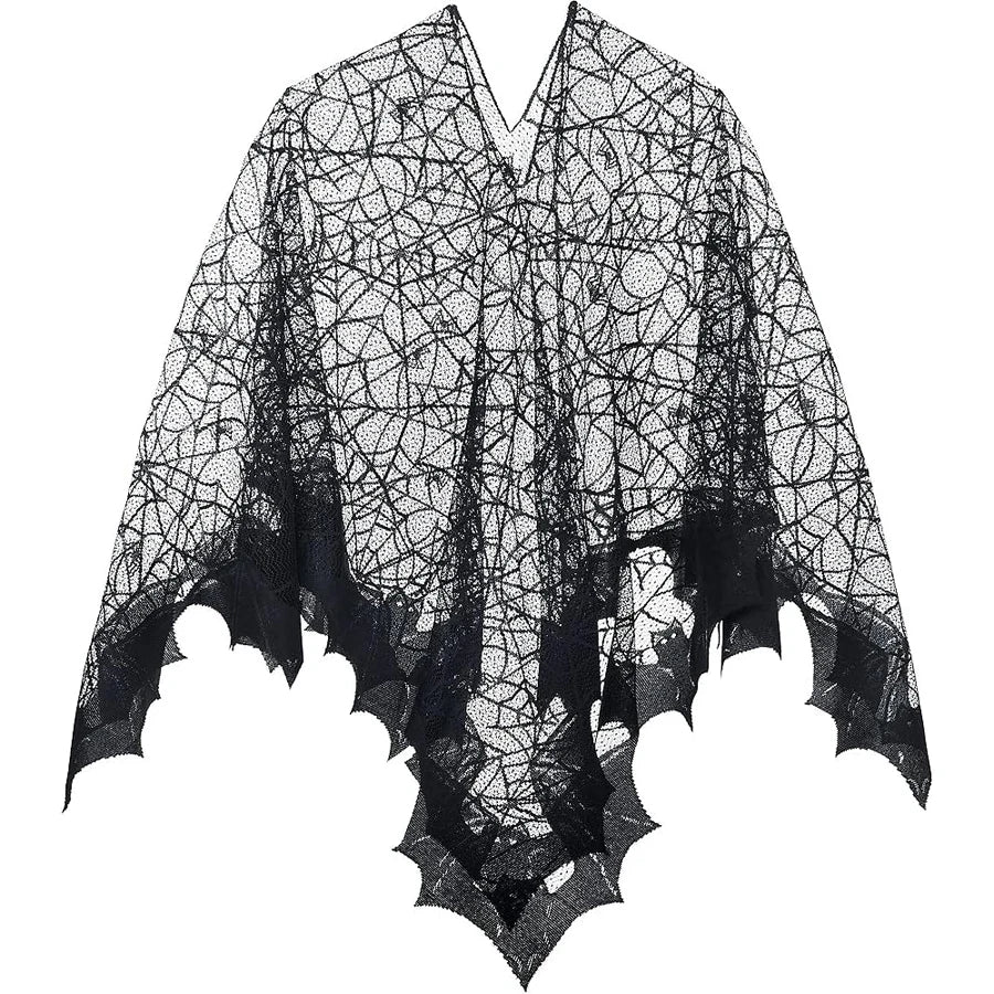 Halloween Spider Web Bat Cloak European and American Black Festival Adult and Children's Shawl Cloak Knitted Clothing Polyester