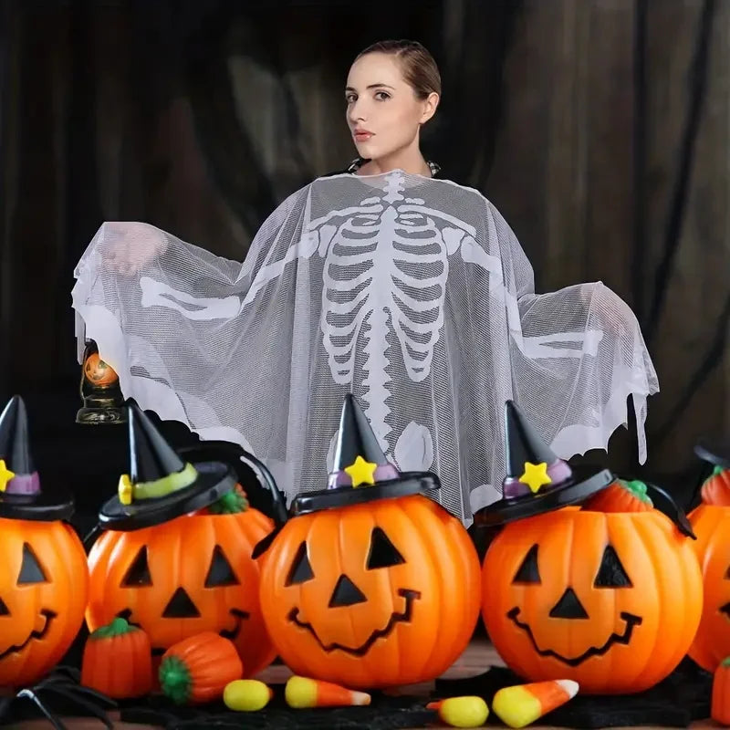 Halloween Spider Web Bat Cloak European and American Black Festival Adult and Children's Shawl Cloak Knitted Clothing Polyester