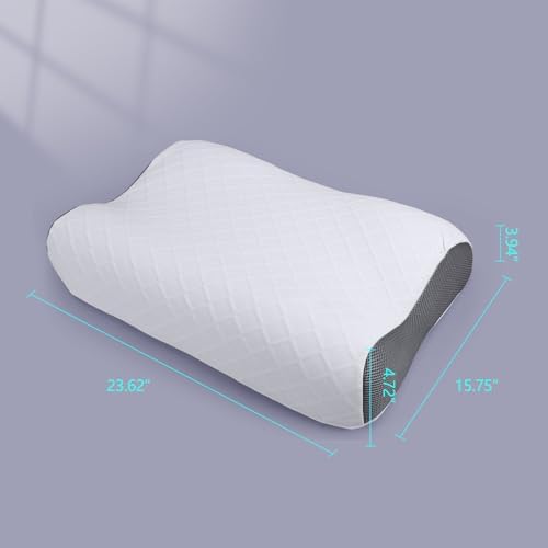 RESTCLOUD Contour Memory Foam Neck Pillow for Back and Side Sleepers