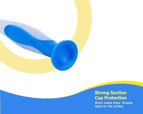 Zuvo Plastic Long Handle Scrub Brush with Suction Cup - Pack of 3