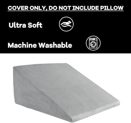 HOMBYS Velvet Bed Wedge Pillow Cover - Zipper Removable Machine Washable