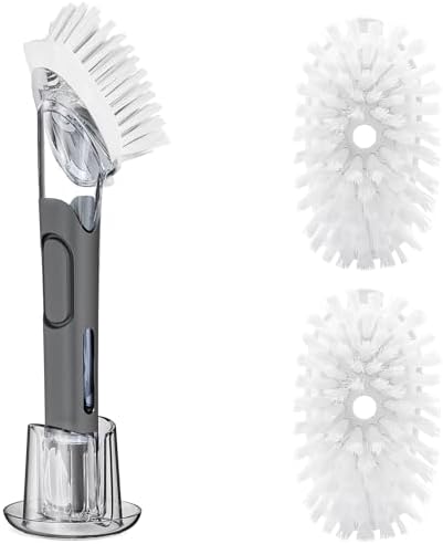 RIMAY Soap Dispensing Dish Brush Set with Holder