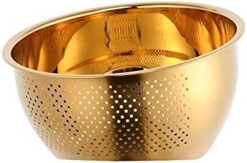 DOCBLACK Rice Washing Bowl with Side Drainers - Gold