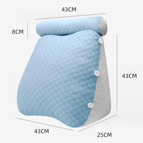 WeiLaiKeQi Wedge Pillow Headboard Support for Sitting Up Soft Blue