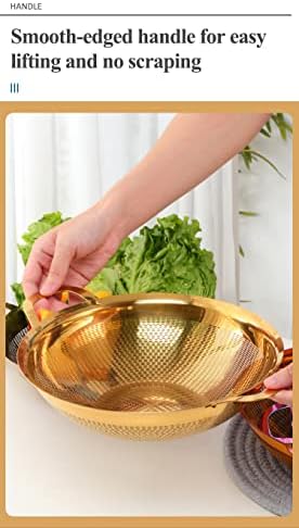 QOBIMOON Gold Stainless Steel Colander with Handle and Legs