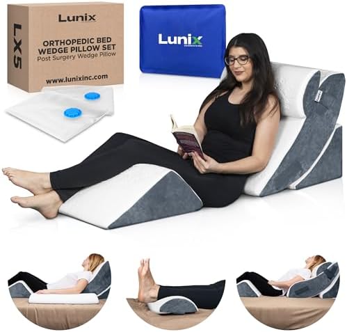 Lunix 4pcs Orthopedic Bed Wedge Pillow Set with Hot Cold Pack 1