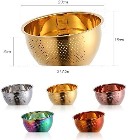 DOCBLACK Rice Washing Bowl with Side Drainers - Gold