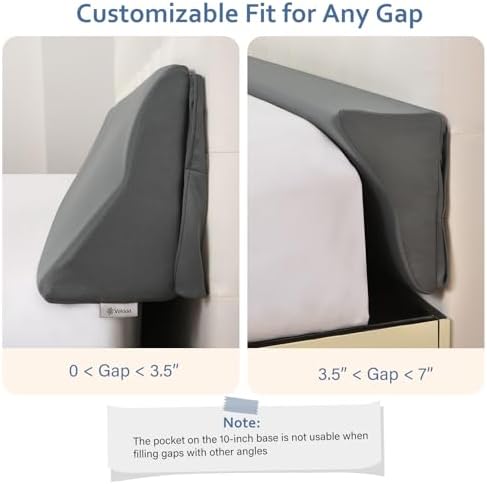Vekkia King Bed Wedge Pillow Gap Filler with Storage Pockets