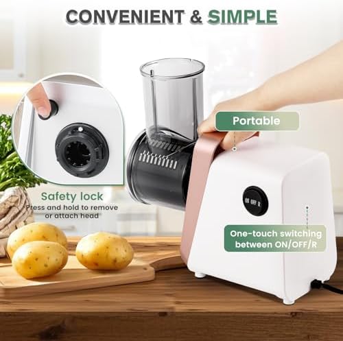 Huanyu Electric Cheese Grater Multi-Functional Slicer with 5 Blades