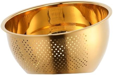 YWJLQH Gold Large Stainless Steel Colander with Side Drainers
