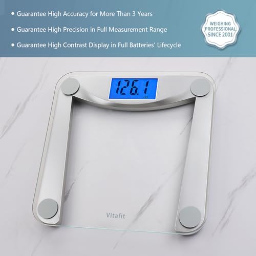 Vitafit Digital Weight Scale with Blue LCD 400lb Easy to Use