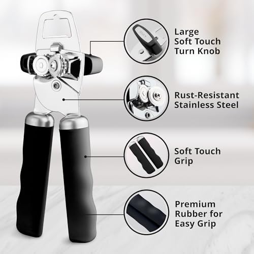 Zulay Kitchen Manual Can Opener with Bottle Opener - Black