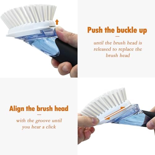 RIMAY Soap Dispensing Dish Brush Set with Holder