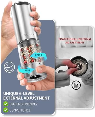 CIRCLE JOY Electric Salt Pepper Grinder Set with Base and LED Light