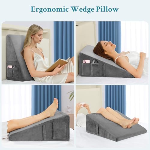 Domusensus 10 Memory Foam Wedge Pillow for Sleep Relief