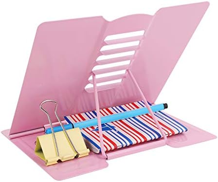 Adjustable Cookbook Stand with Tablet Holder Pink