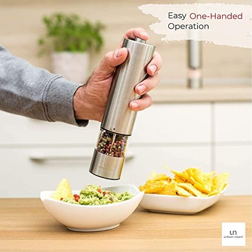 Urban Noon Electric Salt Pepper Grinder Set - Battery Operated with LED Light