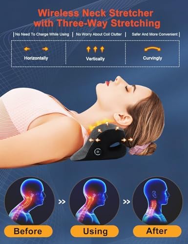 Wireless Heated Neck Stretcher with Graphene and Magnetic Therapy