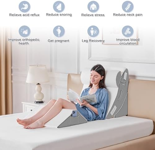 Yojoker 4PCS Orthopedic Wedge Pillow Set for Sleep Pain Relief
