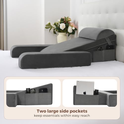 Vekkia Adjustable Wedge Pillow with Armrests and Headrest