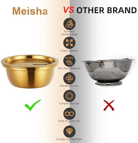 Meisha 3Pcs Stainless Steel Colander Set - Gold 1