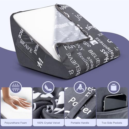 MYLIFESION Knee Wedge Pillow with Positive Words