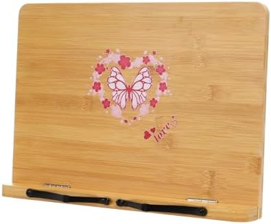 MEGREZ Bamboo Cookbook Stand with Butterfly Design 1