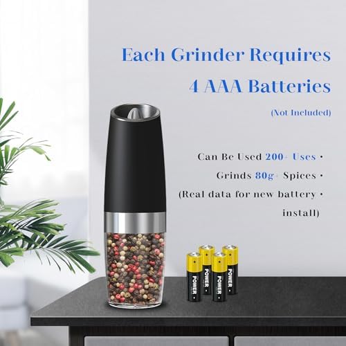 UNNEES Gravity Electric Salt and Pepper Grinder Set of 2 1