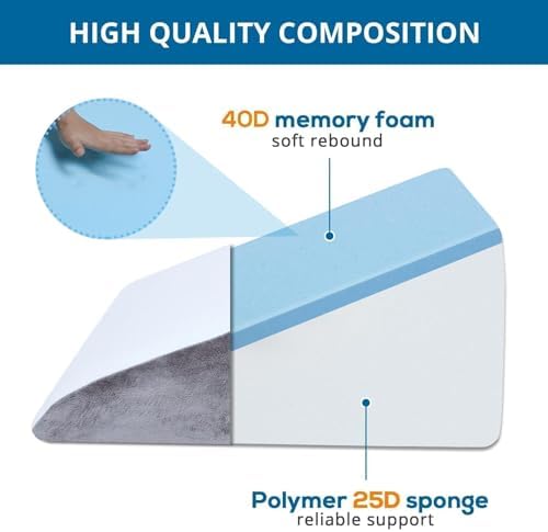 Sasttie 12 Wedge Pillow for Sleep Apnea and Acid Reflux Relief
