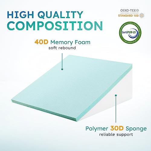 Bedluxe 10 Inch Cooling Wedge Pillow with Memory Foam Top