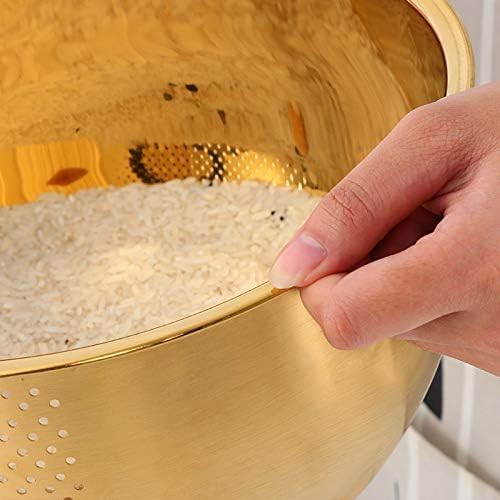 DOCBLACK Rice Washing Bowl with Side Drainers - Gold