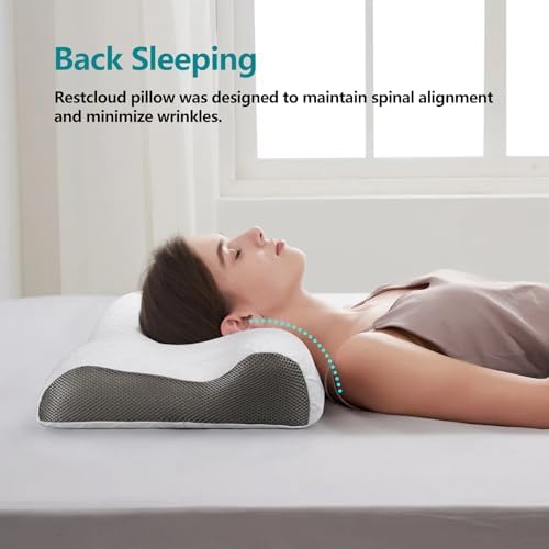 RESTCLOUD Contour Memory Foam Neck Pillow for Back and Side Sleepers
