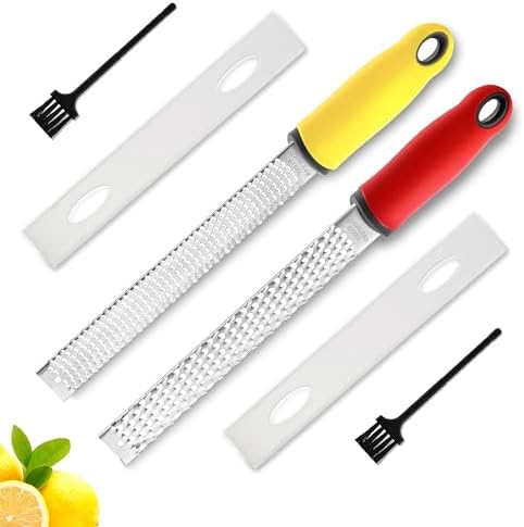 HAOYIHY 2 Pack Lemon Zester Cheese Grater with Stainless Steel Blades