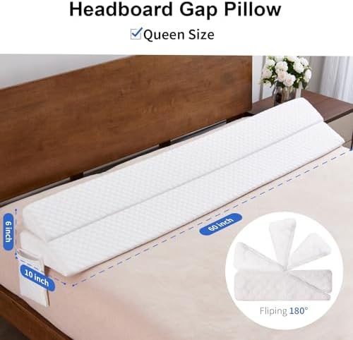 EUHAMS Queen Size Bed Wedge Pillow - Gap Filler 60x10x6 White