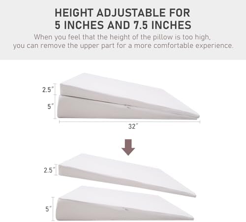 SUNYRISY Adjustable Bed Wedge Pillow with Washable Cover