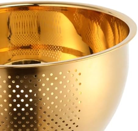 YWJLQH Gold Large Stainless Steel Colander with Side Drainers