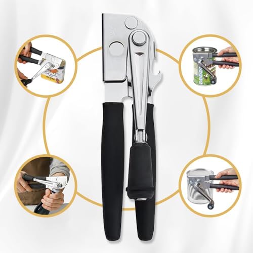 NUFR Heavy Duty Manual Can Opener with Rubber Handles