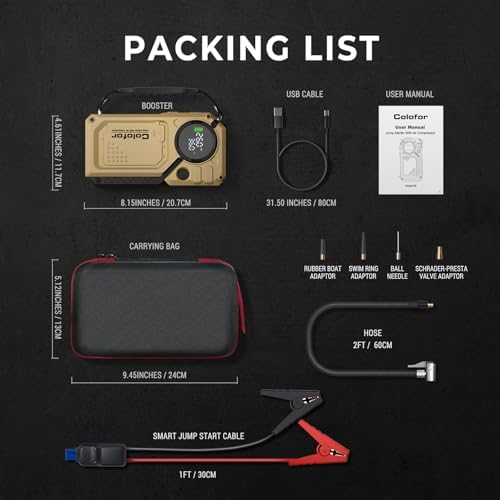COLOFOR Portable Car Jump Starter with Air Compressor