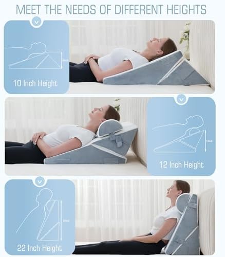 Ziiyllean 3Pcs Adjustable Memory Foam Wedge Pillow Set