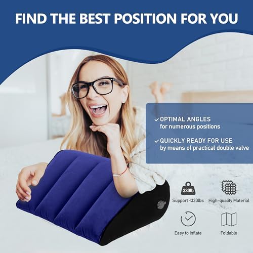 Portable Wedge Pillow Inflatable Cushion - Blue