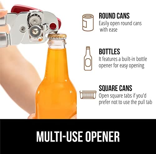 GORILLA GRIP Heavy Duty Can Opener with Bottle Opener Red