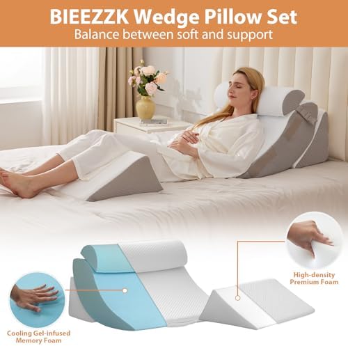 BIEEZZK Orthopedic Wedge Pillow Set 4PCS 1