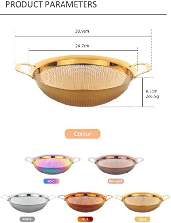 QOBIMOON Gold Stainless Steel Colander with Handle and Legs