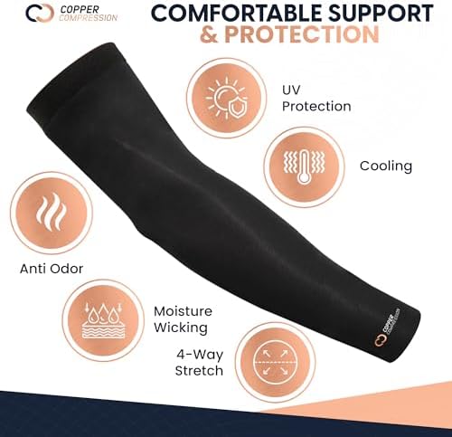 Copper Compression Arm Sleeve - XXL Black