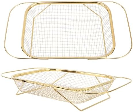 SASKATE Over the Sink Colander Strainer Basket Gold 1