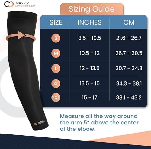 Copper Compression Arm Sleeve - XXL Black